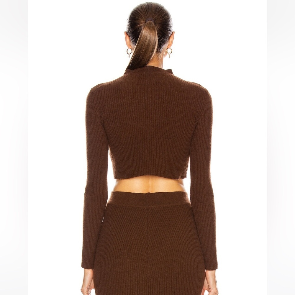 The Andamane Enny Cropped Sweater Ribbed Wool Cashmere Brown - Picture 3 of 14